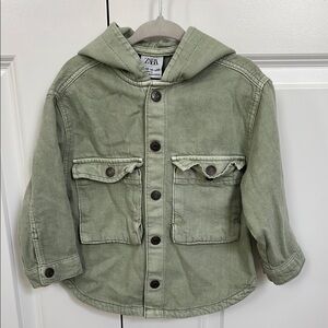 Zara Green Jean Jacket with Hood